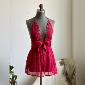 Victoria's Secret Crimson Lace Halter Chemise